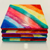 Handmade coaster in rainbow colors