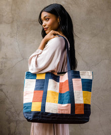  Checkered Cobalt Tote