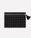 Black Cross-Stitch Pouch Clutch