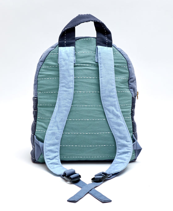 Many shades of blue backpack