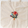 Cotton, Handmade, Purposeful tote bag. Sustainable and hand embroidered by refugee moms.