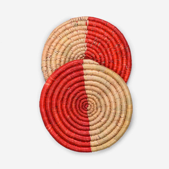 Handmade Trivets - Red Half Moon (Set of 2)