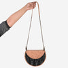 Brown Vegan Leather & Black Ikat Weave Moon Sling