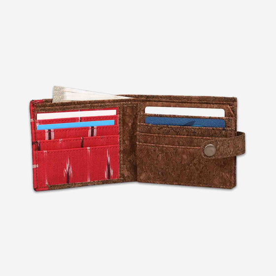 Brown Vegan Leather & Red Ikat Weave Purse (Mens)