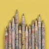 Wood-free pencils, made by the visually impaired, using recycle newspaper. Pencils come in box made from Braille paper