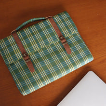  13” Vegan Leather and Dabu Print Laptop Sleeve/Bag