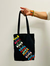 Cotton, Handmade, Purposeful tote bag. Sustainable and hand embroidered by refugee moms.