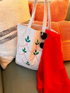 Cotton, Handmade, Purposeful tote bag. Sustainable and hand embroidered by refugee moms.