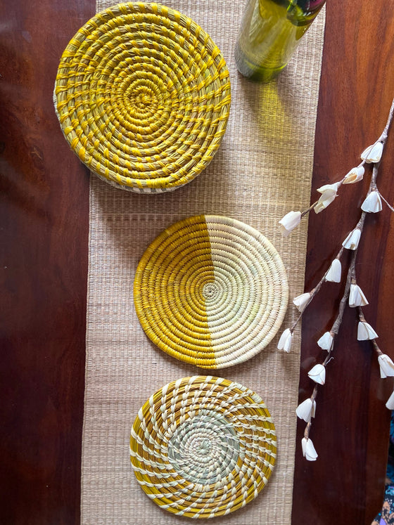 Handmade Trivets - Yellow Half Moon (Set of 3)